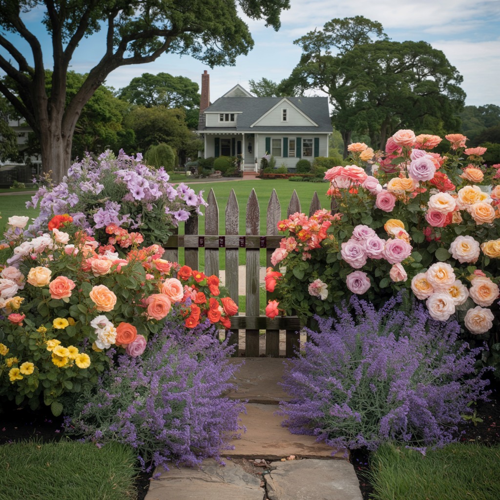 Professional flower bed design service in American home